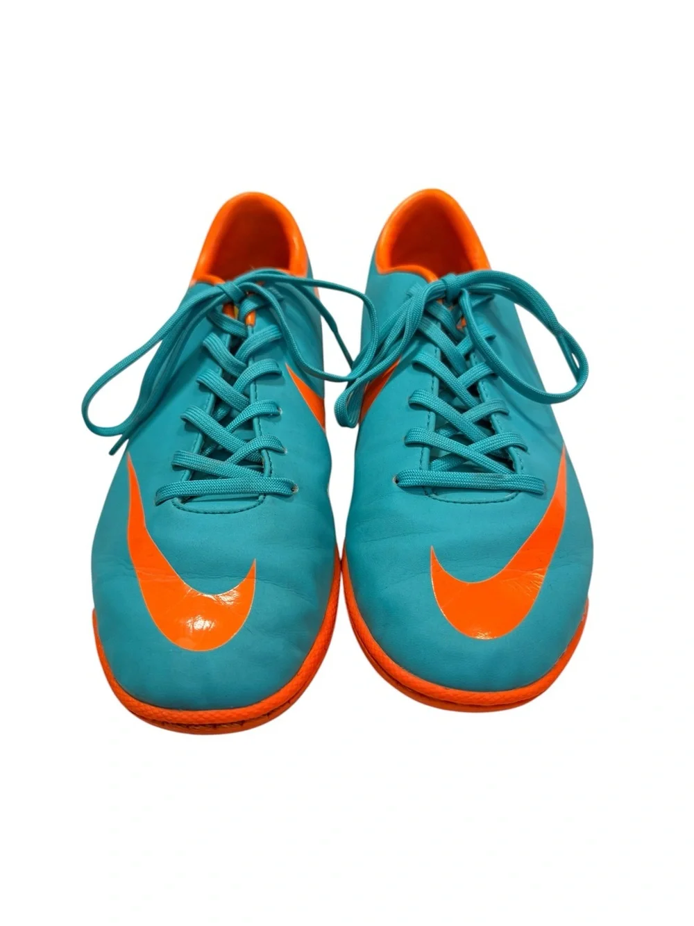 Nike Mercurial Indoor Soccer Shoes Youth 4Y Teal Orange Turf Cleats